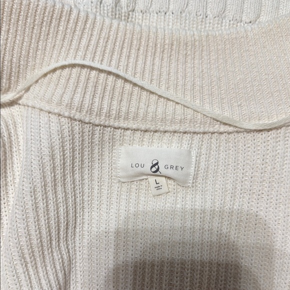 Lou & Grey Open Front Cardigan Sweater  white/Navy Sz L NWOT - Picture 10 of 12